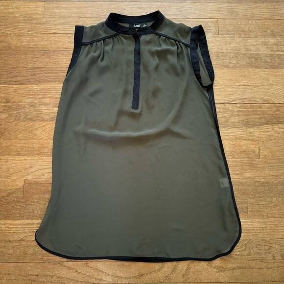 a.n.a olive green black sleeveless sheer Nehru collar cami blouse small
 b30 - Picture 1 of 4